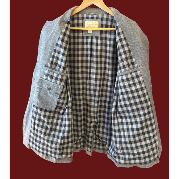 The Territory Ahead Blue Linen Blend Blazer 40R Coastal Grandfather Quiet Luxury - Picture 4 of 6